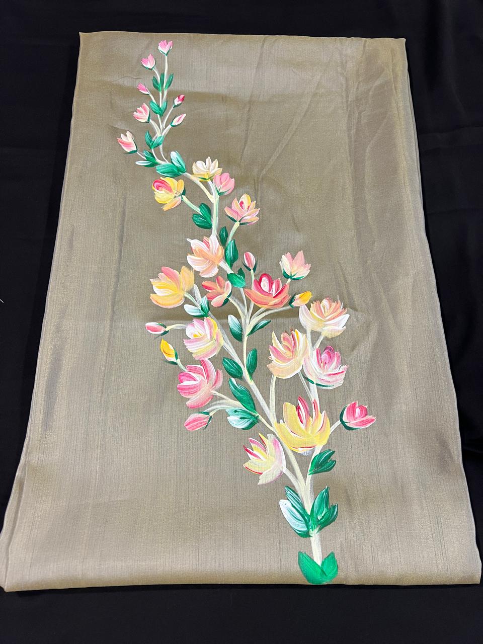 Grey Dress Material with Yellow Flowers